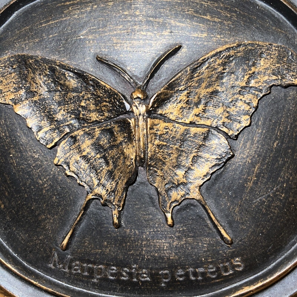 Vtg House Parts Inc Butterfly Wall Plaque Oval Antique Bronze Entomology Moody - Picture 2 of 6